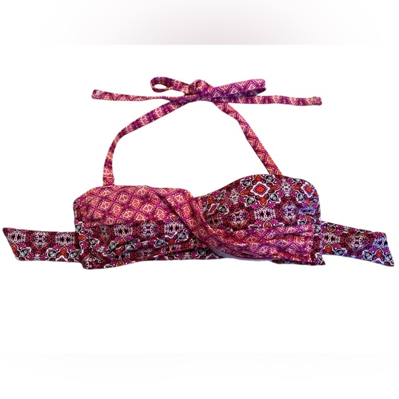 LAUREN RALPH LAUREN NWOT PINK GEOMETRIC BANDEAU BIKINI TOP & BOTTOM SIZE 4/EU 36 - Picture 4 of 14